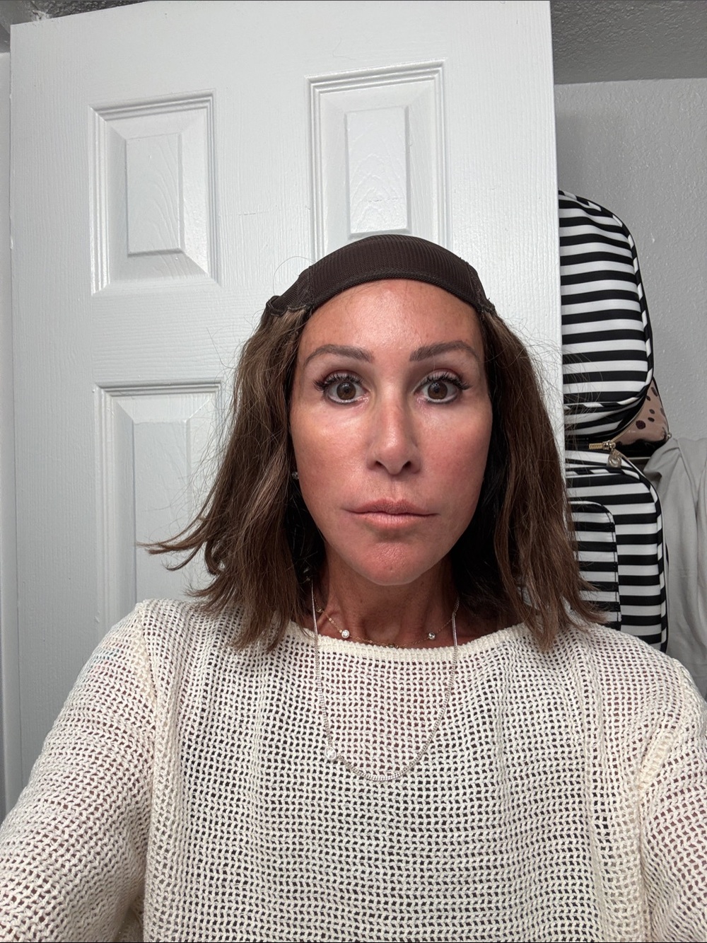 Women's hat wig human hair Brown